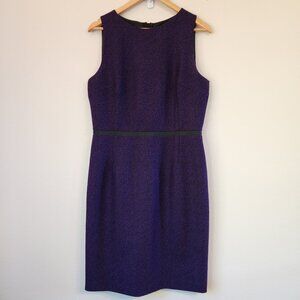 Michael Kors Collection Dress 14 Purple Black Wool Sheath Women Classic Luxury